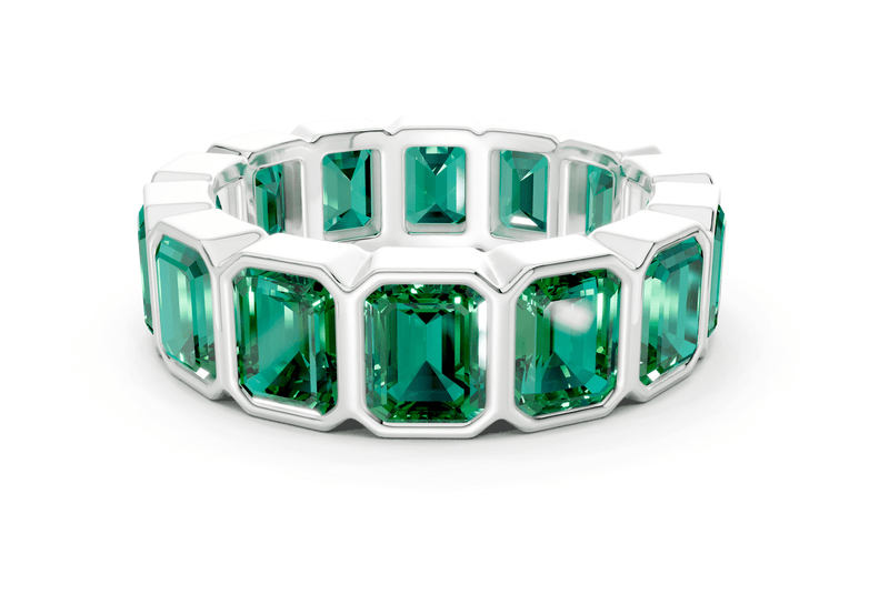 Petite Elysees Emerald Cut Emerald Gemstone Eternity Band 2 Carat Total Wt. - Ring Premier