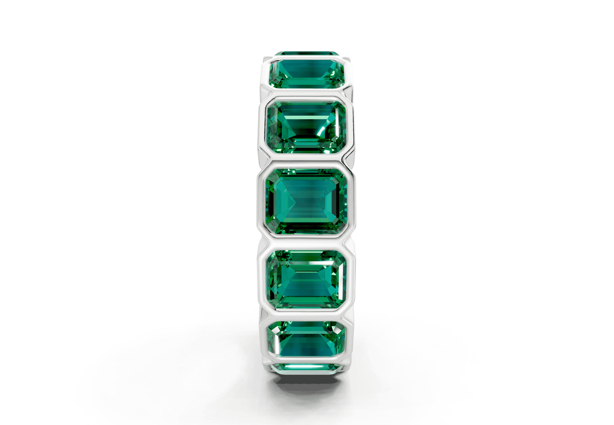 Petite Elysees Emerald Cut Emerald Gemstone Eternity Band 2 Carat Total Wt.