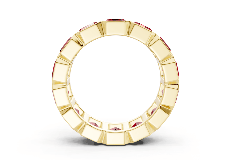 Petite Elysees Emerald Cut Ruby Gemstone Eternity Band 2 Carat Total Wt.