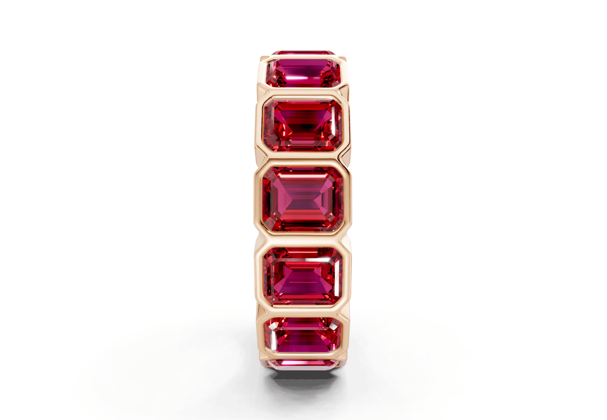 Petite Elysees Emerald Cut Ruby Gemstone Eternity Band 2 Carat Total Wt.