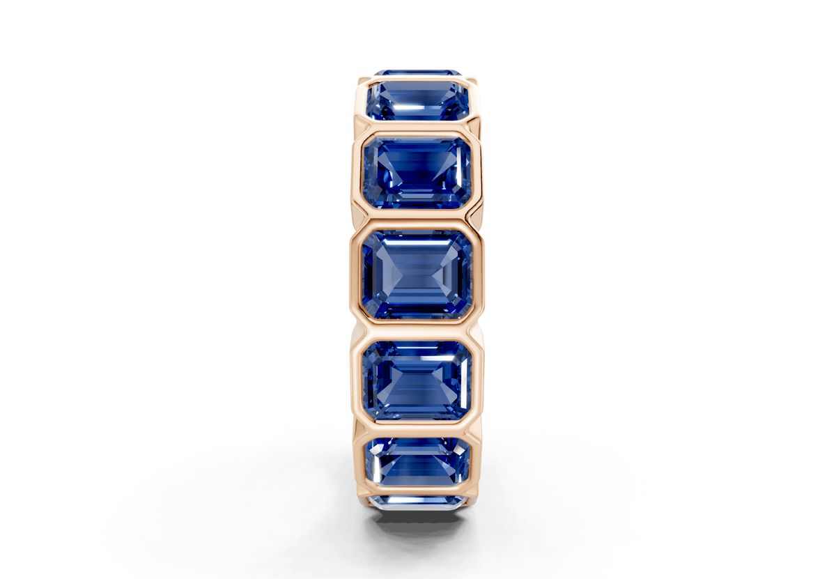 Petite Elysees Emerald Cut Sapphire Gemstone Eternity Band 2 Carat Total Wt.