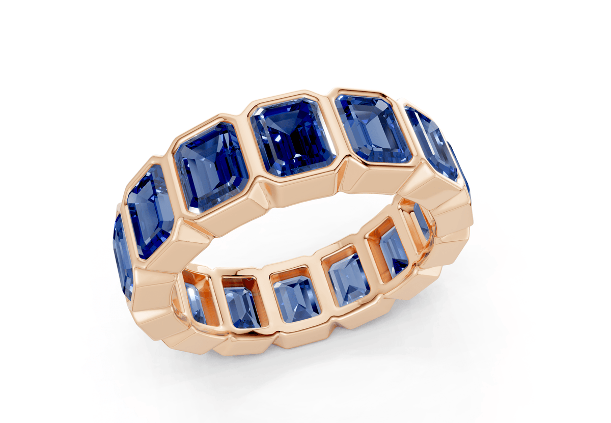 Petite Elysees Emerald Cut Sapphire Gemstone Eternity Band 2 Carat Total Wt.