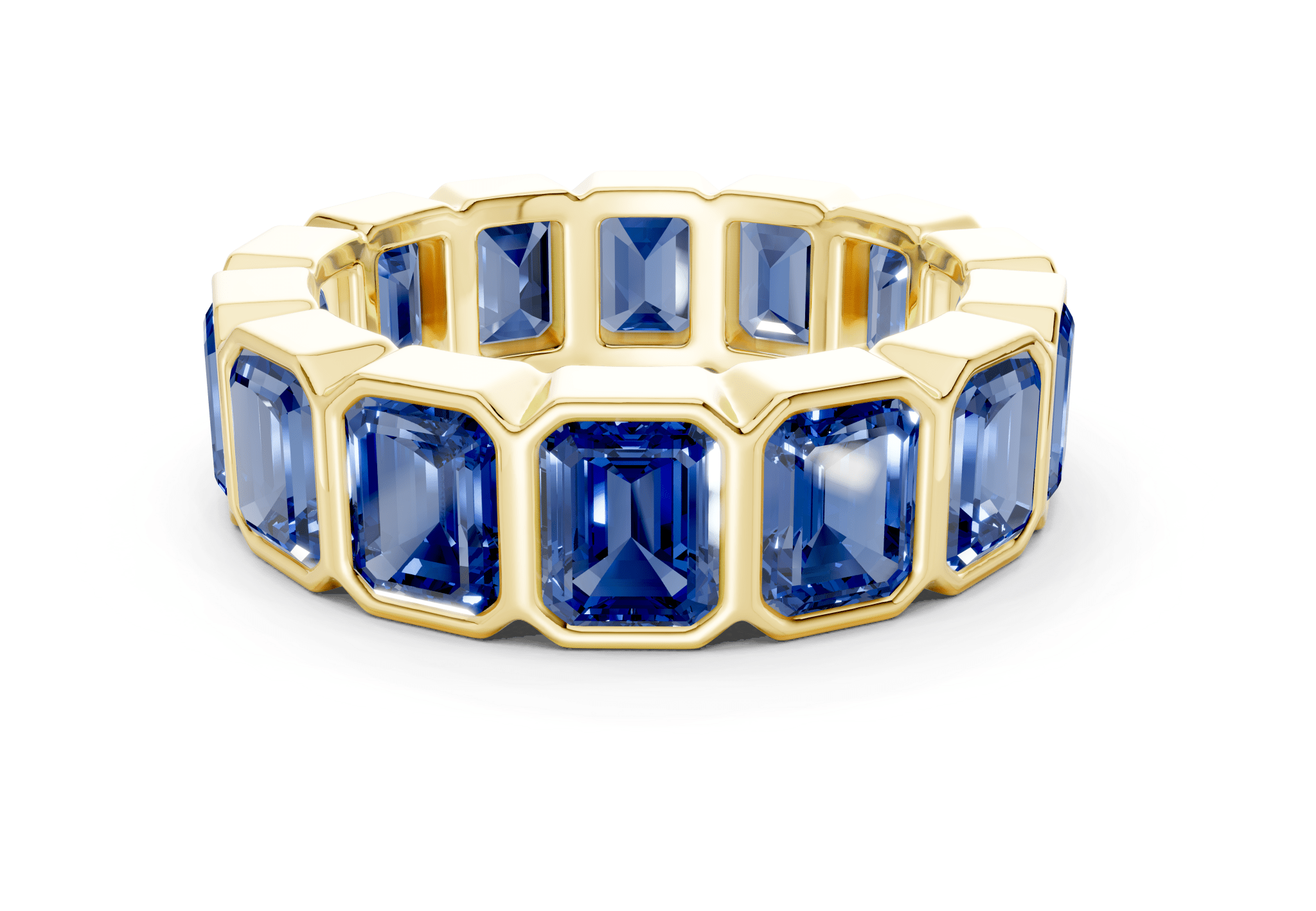 Petite Elysees Emerald Cut Sapphire Gemstone Eternity Band 2 Carat Tot ...