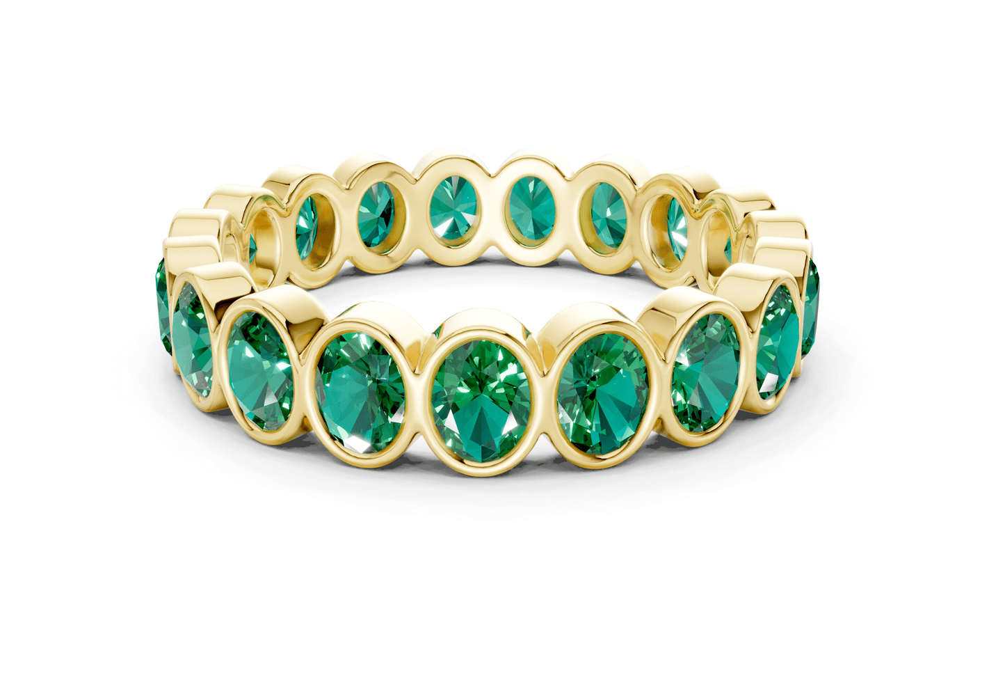 Petite Elysees Oval Cut Emerald Gemstone Eternity Band 2 Carat Total Wt. - Ring Premier