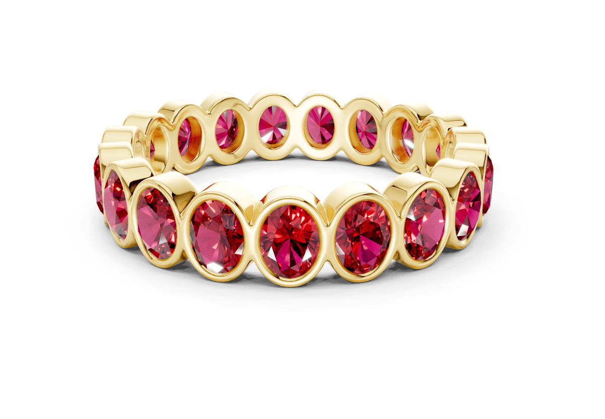 Petite Elysees Oval Cut Ruby Gemstone Eternity Band 2 Carat Total Wt.