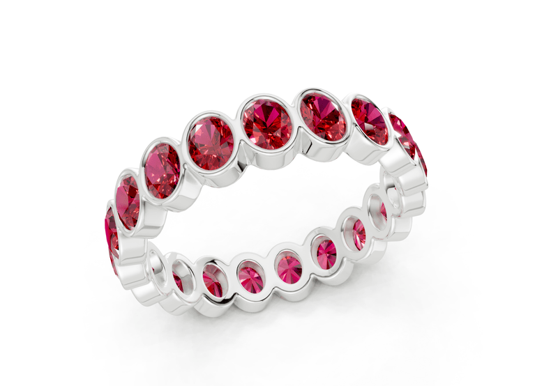 Petite Elysees Oval Cut Ruby Gemstone Eternity Band 2 Carat Total Wt. - Ring Premier