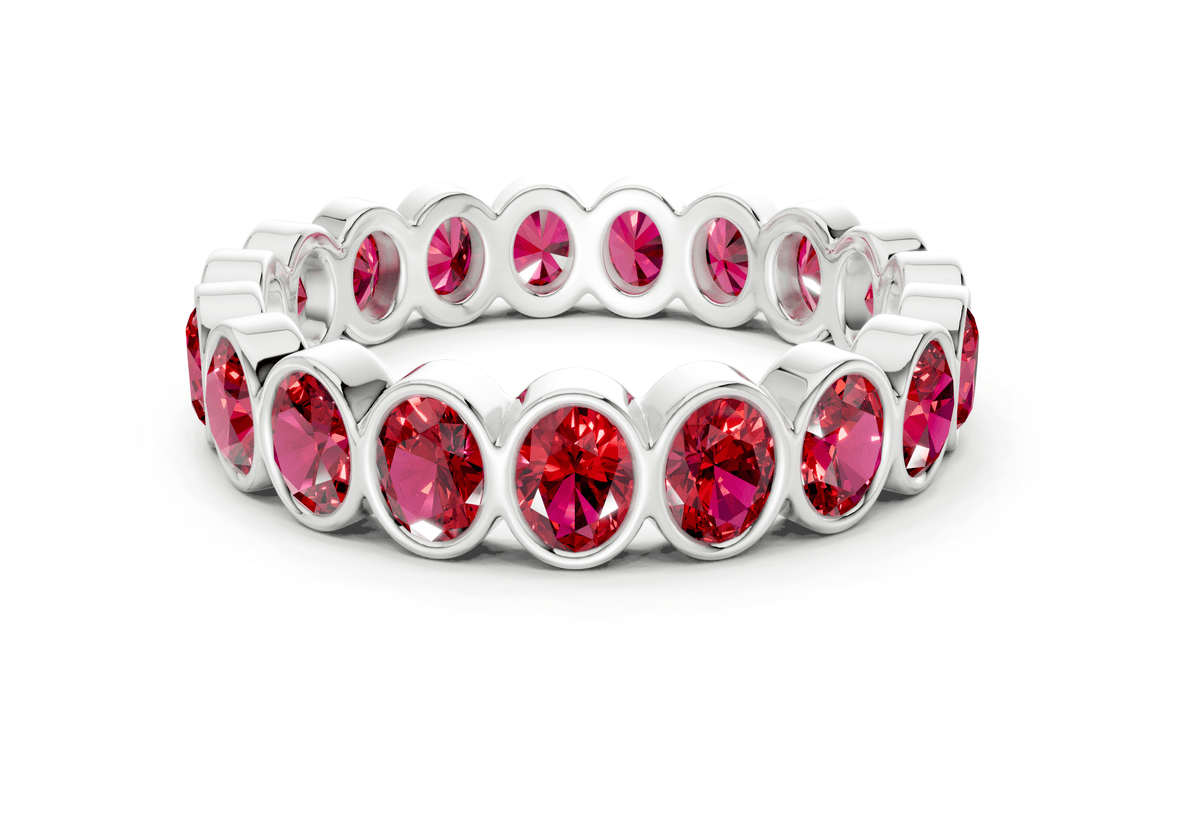 Petite Elysees Oval Cut Ruby Gemstone Eternity Band 2 Carat Total Wt.
