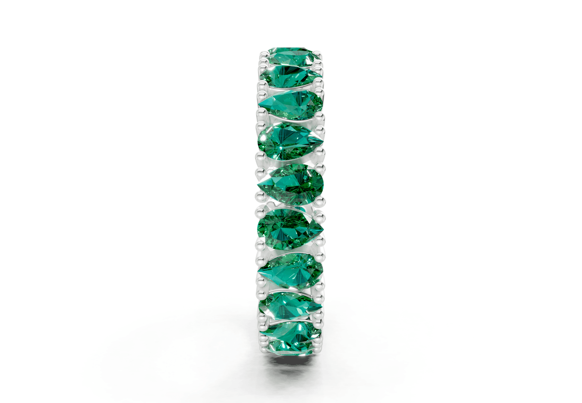 Petite Melrose Pear Cut Emerald Gemstone Eternity Band 2½ Carat Total Wt.