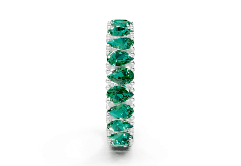 Petite Melrose Pear Cut Emerald Gemstone Eternity Band 2½ Carat Total Wt. - Ring Premier