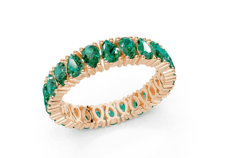 Petite Melrose Pear Cut Emerald Gemstone Eternity Band 2½ Carat Total Wt. - Ring Premier