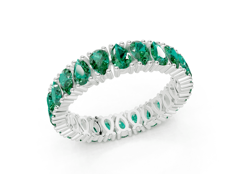 Petite Melrose Pear Cut Emerald Gemstone Eternity Band 2½ Carat Total Wt. - Ring Premier