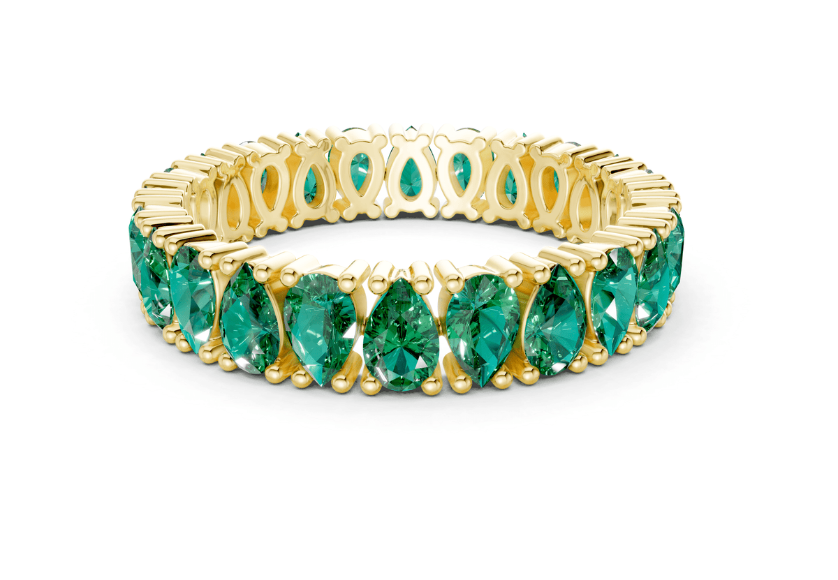 Petite Melrose Pear Cut Emerald Gemstone Eternity Band 2½ Carat Total Wt.
