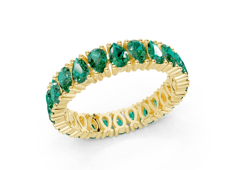 Petite Melrose Pear Cut Emerald Gemstone Eternity Band 2½ Carat Total Wt. - Ring Premier