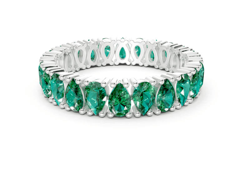 Petite Melrose Pear Cut Emerald Gemstone Eternity Band 2½ Carat Total Wt. - Ring Premier