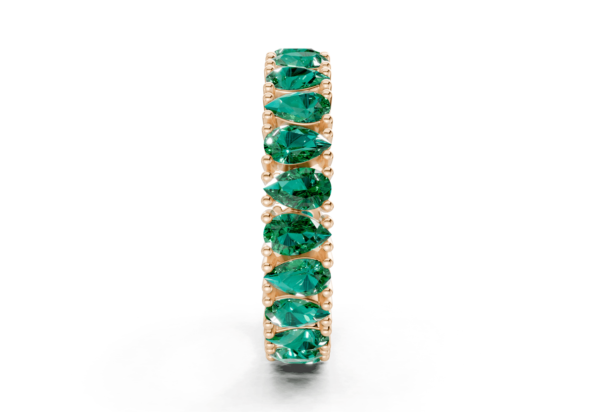 Petite Melrose Pear Cut Emerald Gemstone Eternity Band 2½ Carat Total Wt.