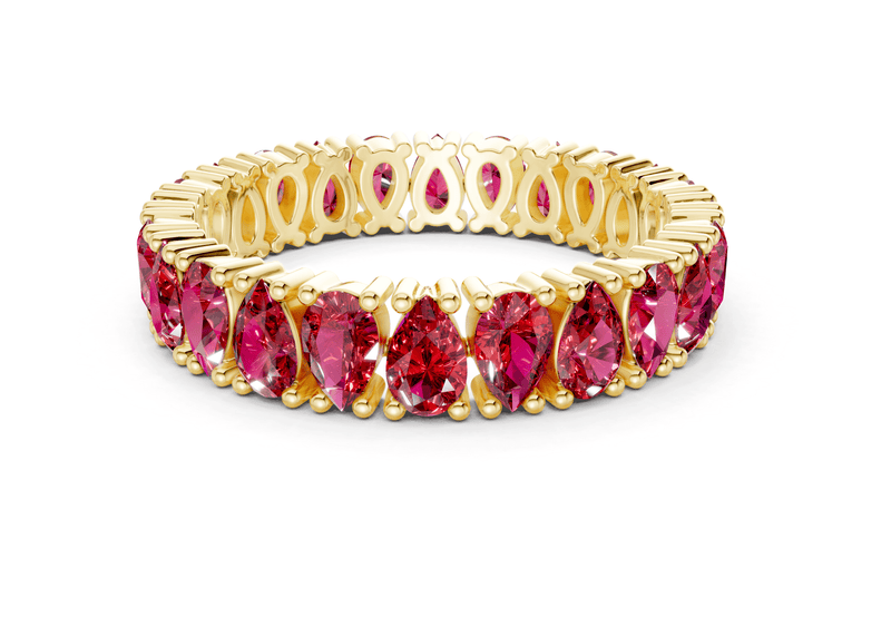 Petite Melrose Pear Cut Ruby Gemstone Eternity Band 2½ Carat Total Wt.