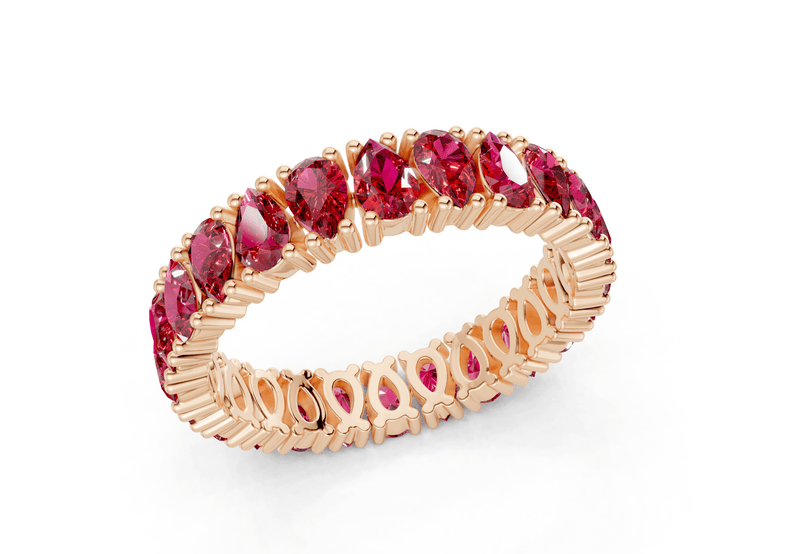 Petite Melrose Pear Cut Ruby Gemstone Eternity Band 2½ Carat Total Wt. - Ring Premier