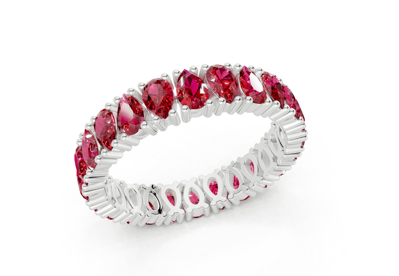 Petite Melrose Pear Cut Ruby Gemstone Eternity Band 2½ Carat Total Wt. - Ring Premier