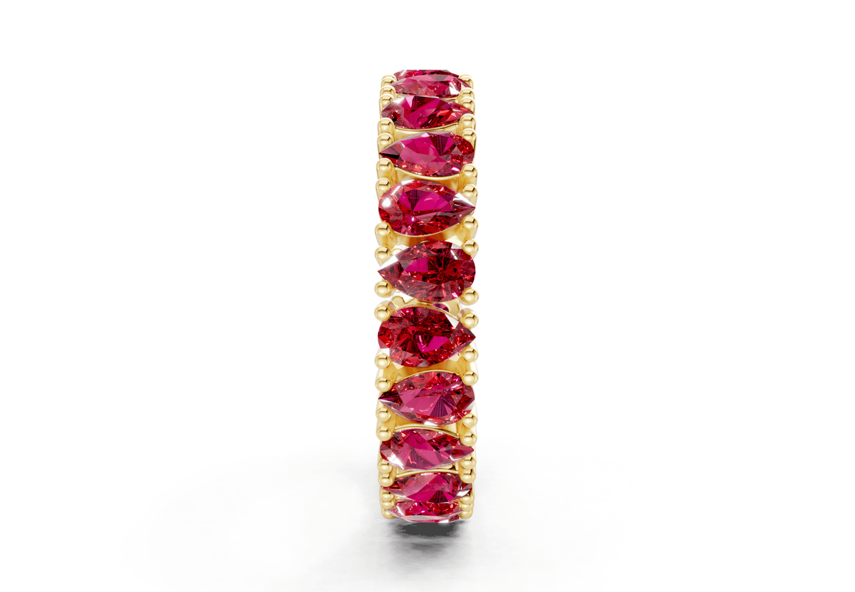 Petite Melrose Pear Cut Ruby Gemstone Eternity Band 2½ Carat Total Wt.