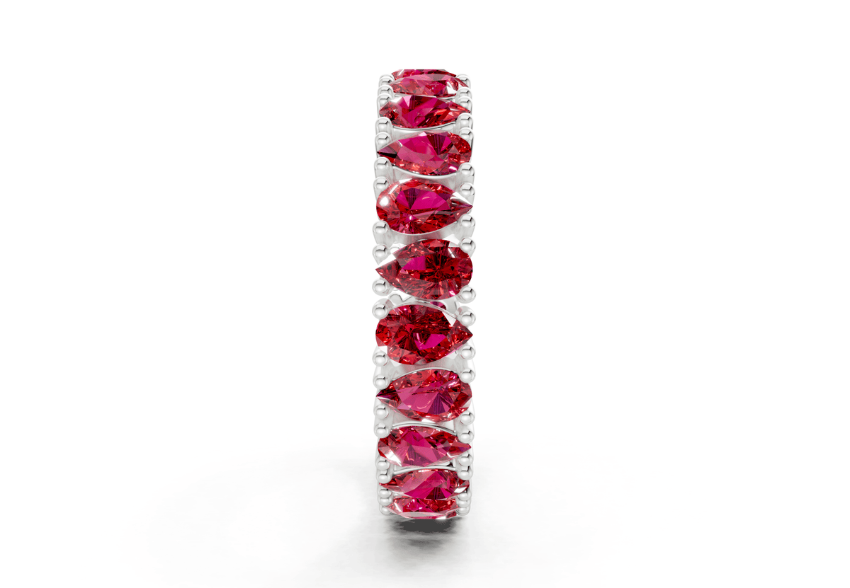 Petite Melrose Pear Cut Ruby Gemstone Eternity Band 2½ Carat Total Wt.