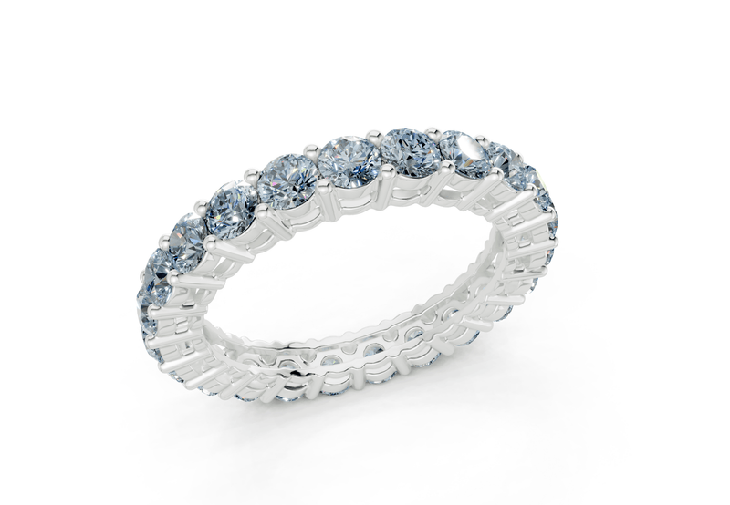 Petite Melrose Round Cut Blue Diamond Eternity Band 2½ Carat Total Wt. - Ring Premier