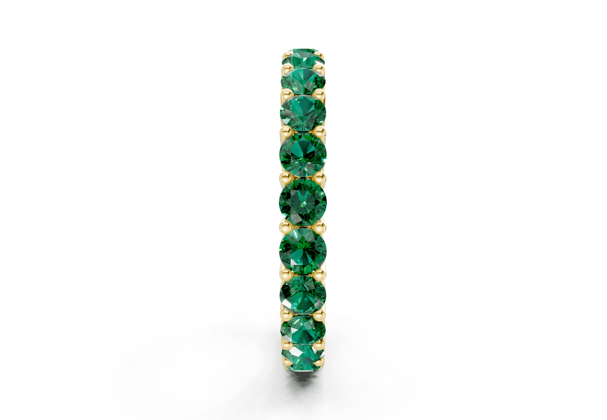 Petite Melrose Round Cut Emerald Gemstone Eternity Band 2½ Carat Total Wt.