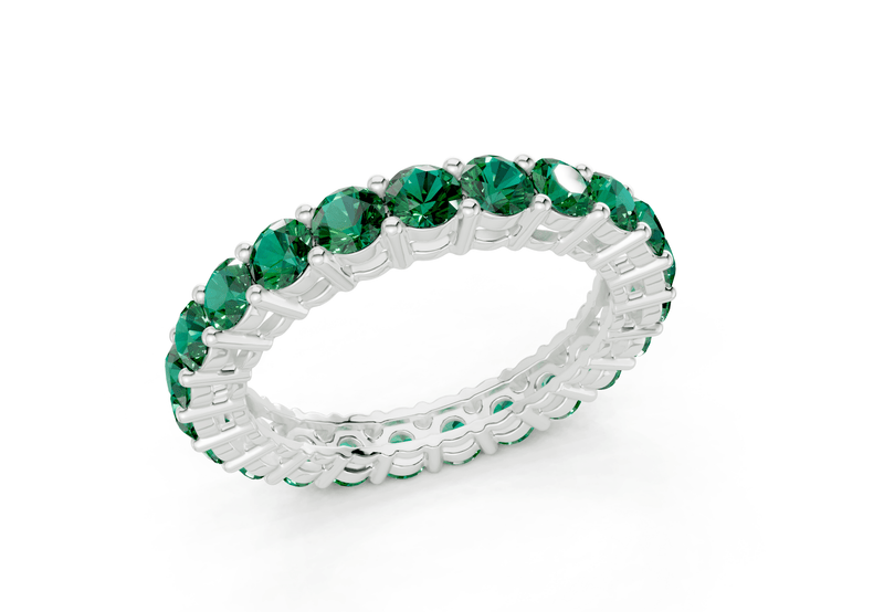 Petite Melrose Round Cut Emerald Gemstone Eternity Band 2½ Carat Total Wt. - Ring Premier
