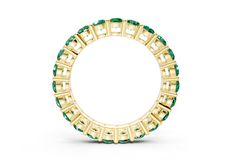 Petite Melrose Round Cut Emerald Gemstone Eternity Band 2½ Carat Total Wt.