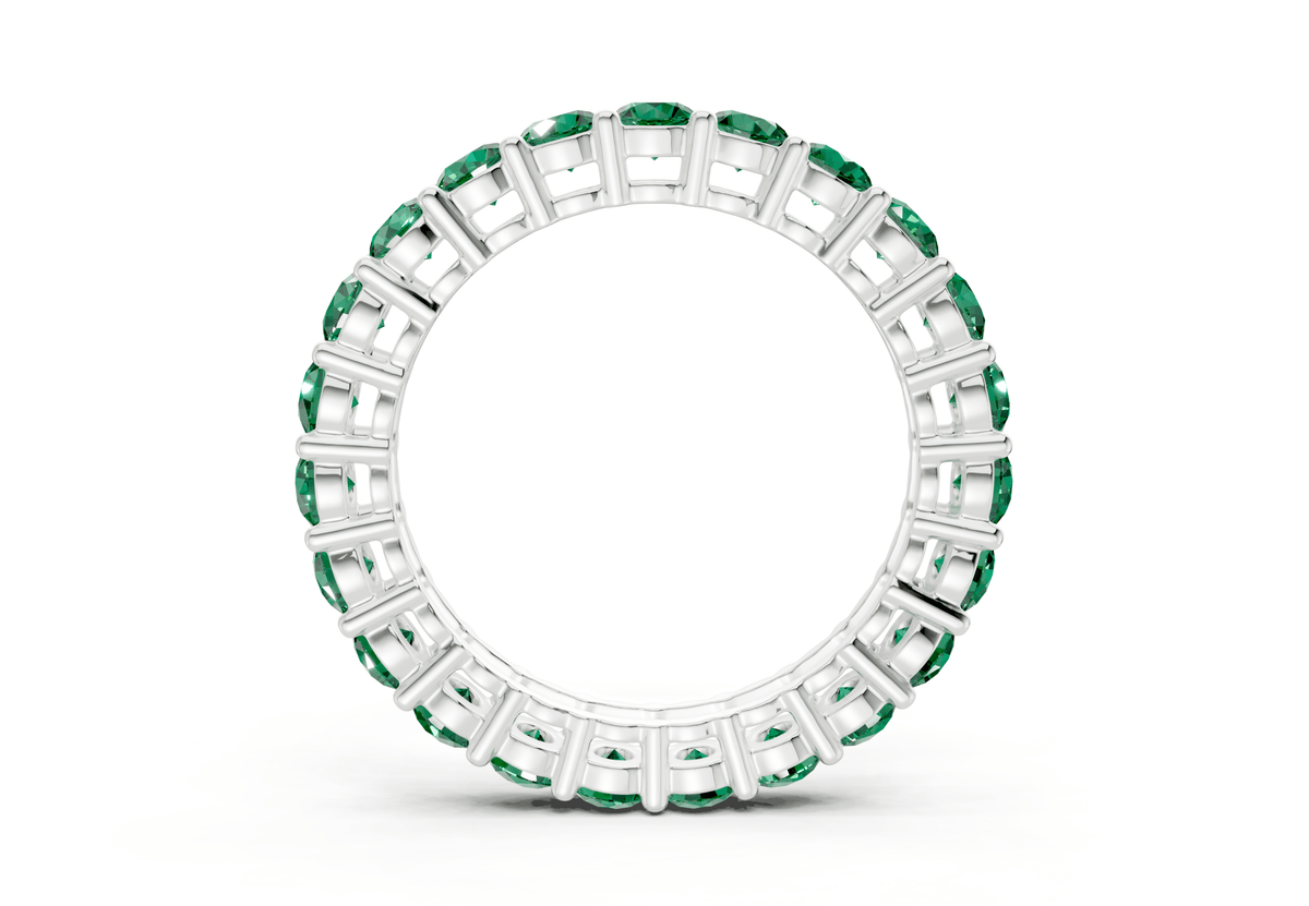 Petite Melrose Round Cut Emerald Gemstone Eternity Band 2½ Carat Total Wt.