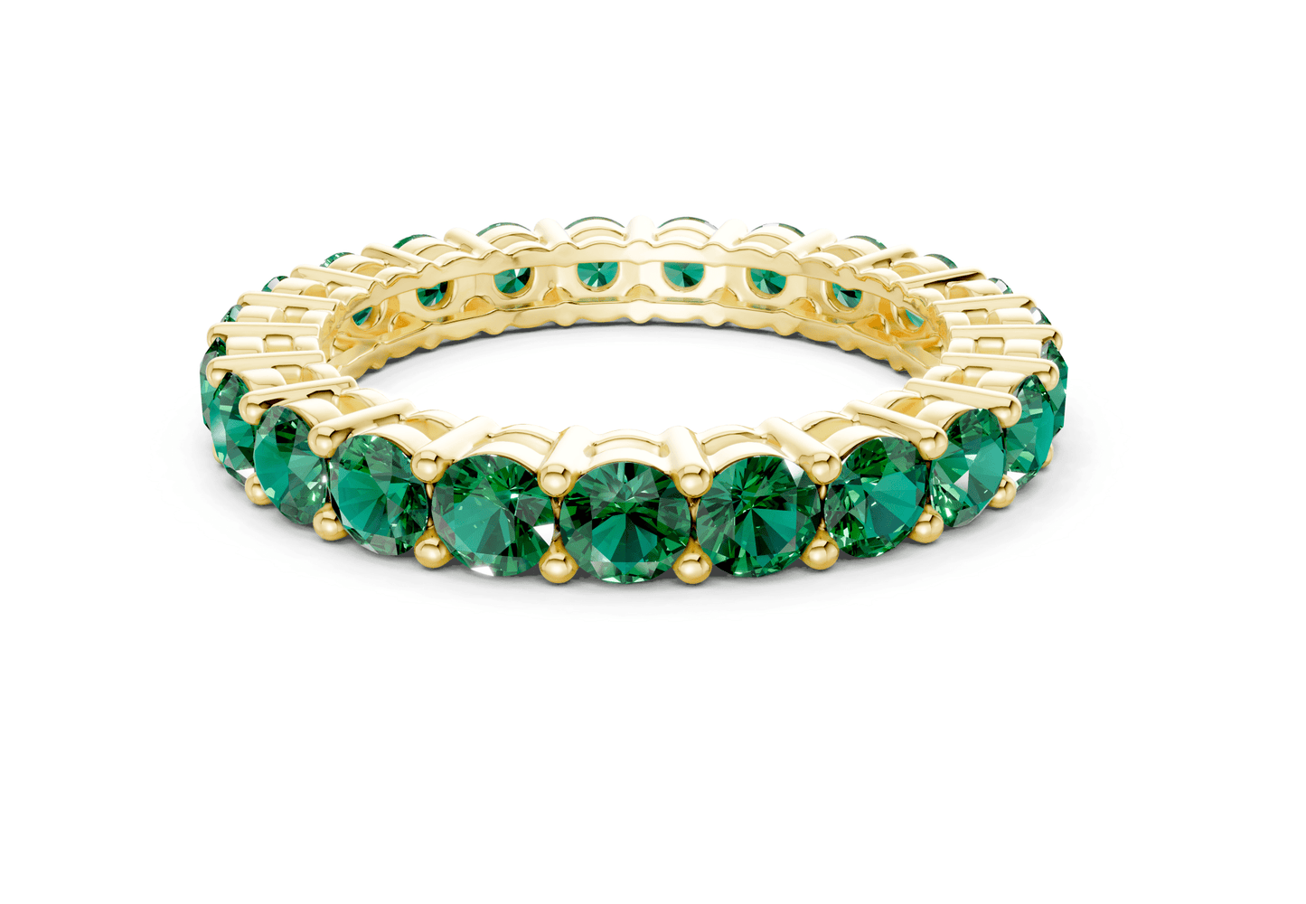 Petite Melrose Round Cut Emerald Gemstone Eternity Band 2½ Carat Total Wt. - Ring Premier