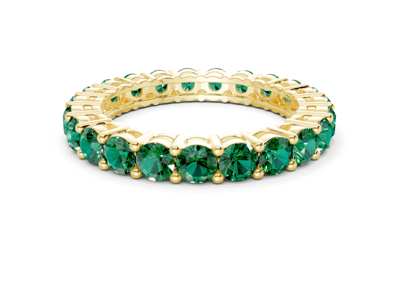 Petite Melrose Round Cut Emerald Gemstone Eternity Band 2½ Carat Total Wt.