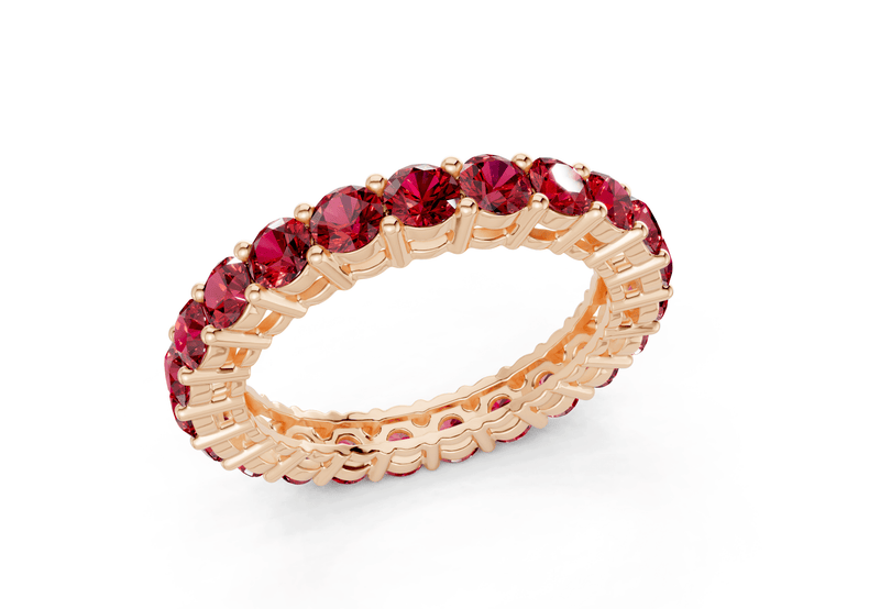 Petite Melrose Round Cut Ruby Gemstone Eternity Band 2½ Carat Total Wt. - Ring Premier