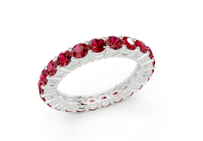 Petite Melrose Round Cut Ruby Gemstone Eternity Band 2½ Carat Total Wt. - Ring Premier