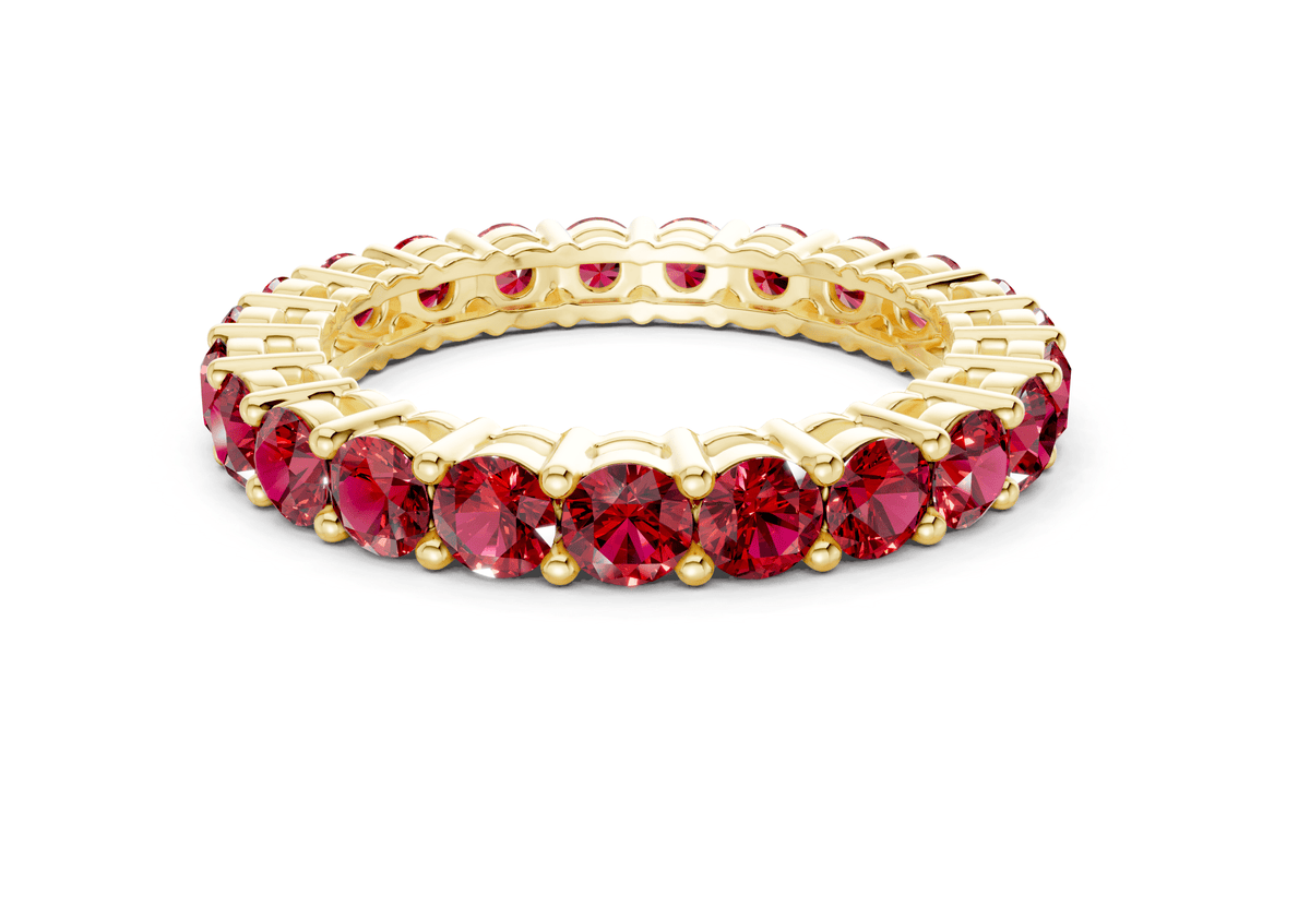 Petite Melrose Round Cut Ruby Gemstone Eternity Band 2½ Carat Total Wt.