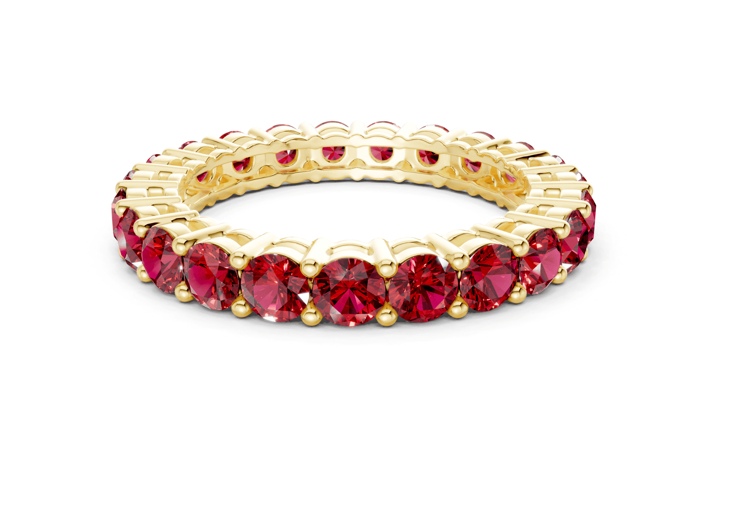 Petite Melrose Round Cut Ruby Gemstone Eternity Band 2½ Carat Total Wt. - Ring Premier