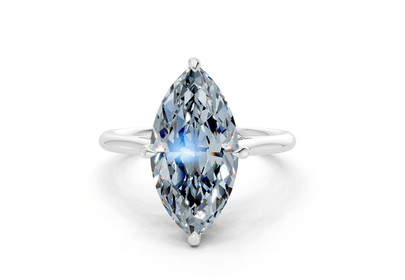 Piper Blue Diamond Solitaire Marquise Cut 2mm Engagement Ring