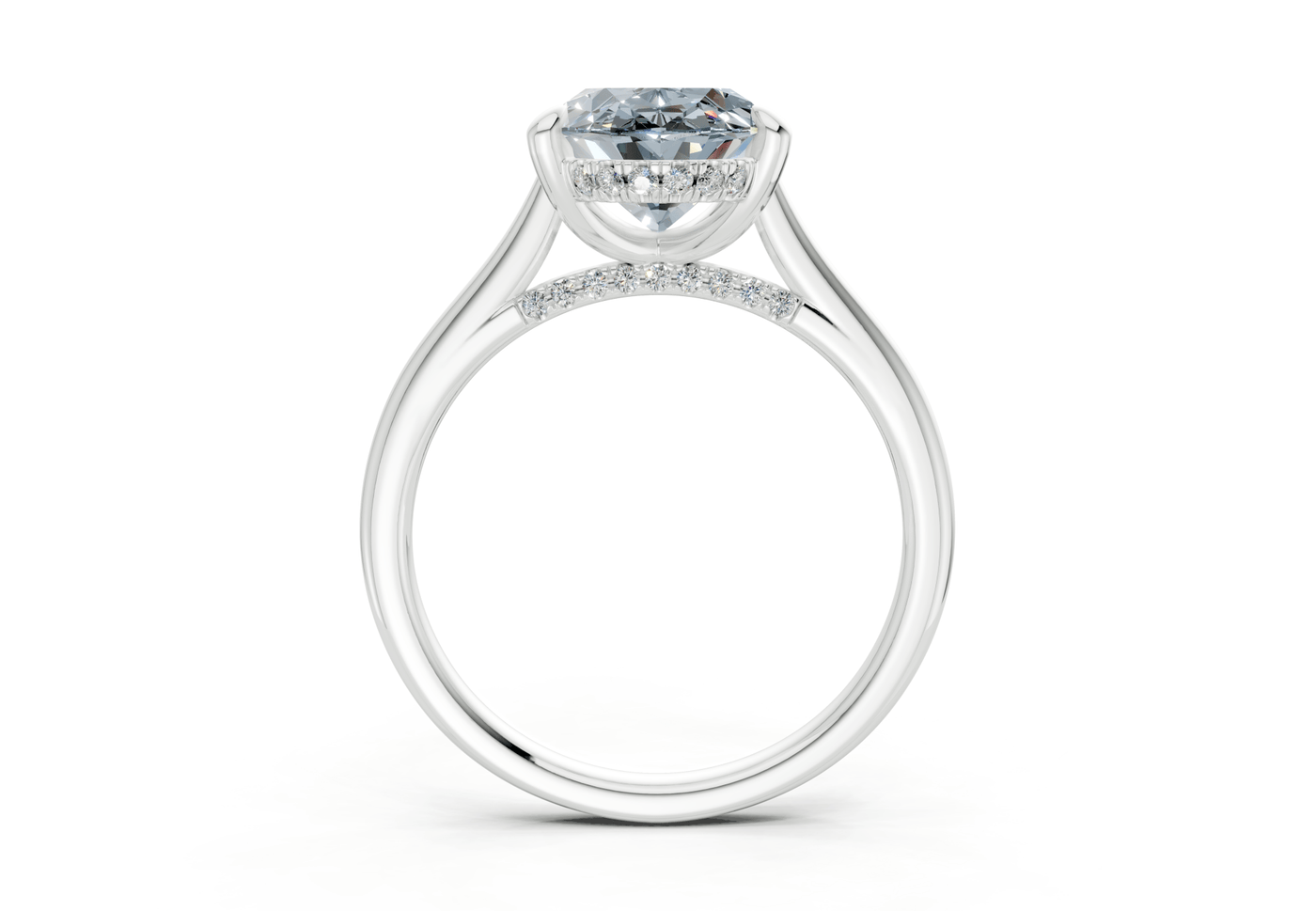 Piper Blue Diamond Solitaire Oval Cut 1.8mm Engagement Ring