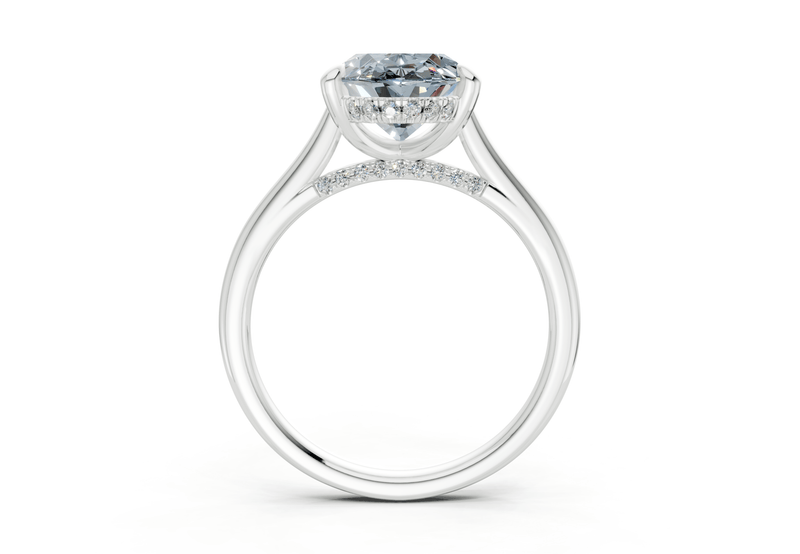 Piper Blue Diamond Solitaire Oval Cut 1.8mm Engagement Ring - Ring Premier