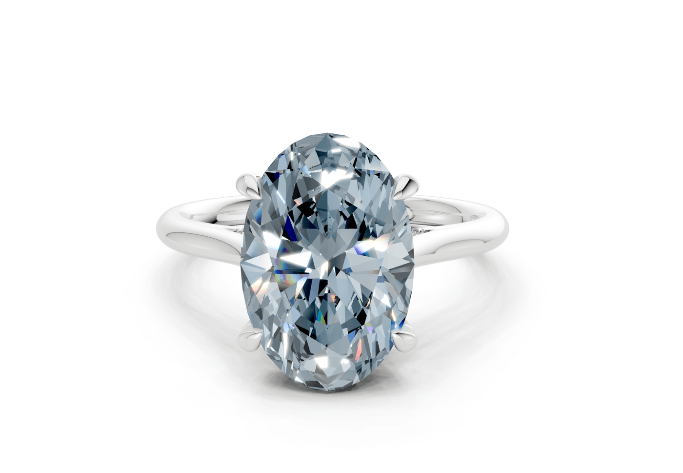 Piper Blue Diamond Solitaire Oval Cut 1.8mm Engagement Ring