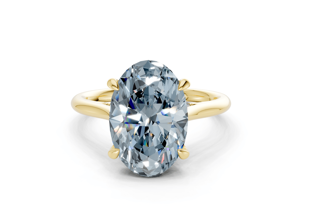 Piper Blue Diamond Solitaire Oval Cut 1.8mm Engagement Ring