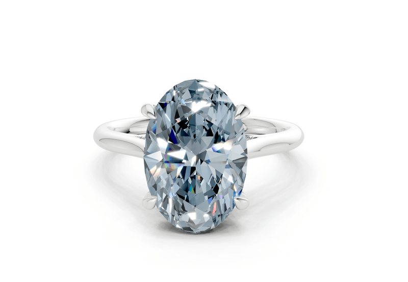 Piper Blue Diamond Solitaire Oval Cut 2.3mm Engagement Ring - Ring Premier
