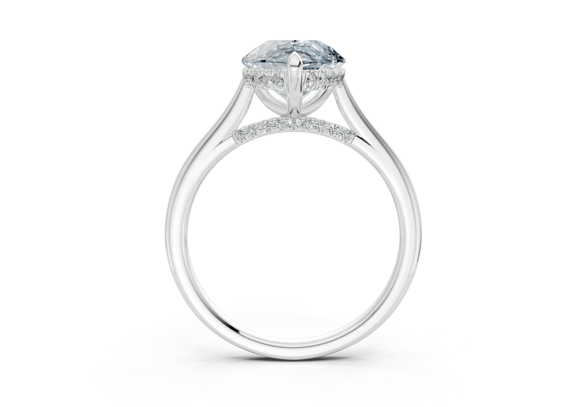 Piper Blue Diamond Solitaire Pear Cut 1.8mm Engagement Ring