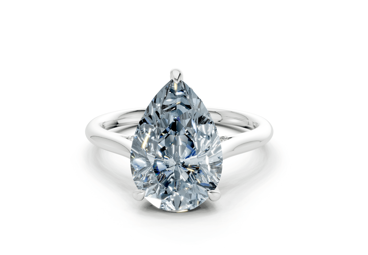 Piper Blue Diamond Solitaire Pear Cut 1.8mm Engagement Ring