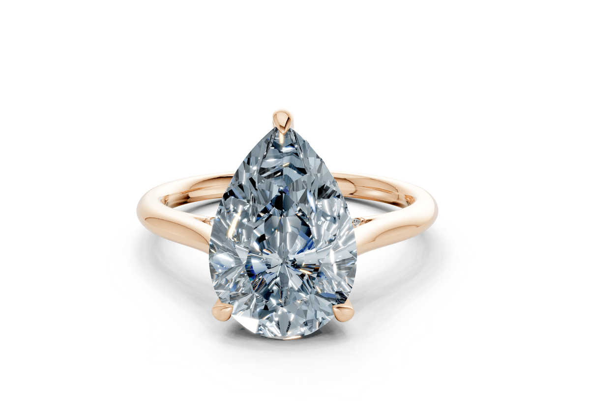 Piper Blue Diamond Solitaire Pear Cut 1.8mm Engagement Ring