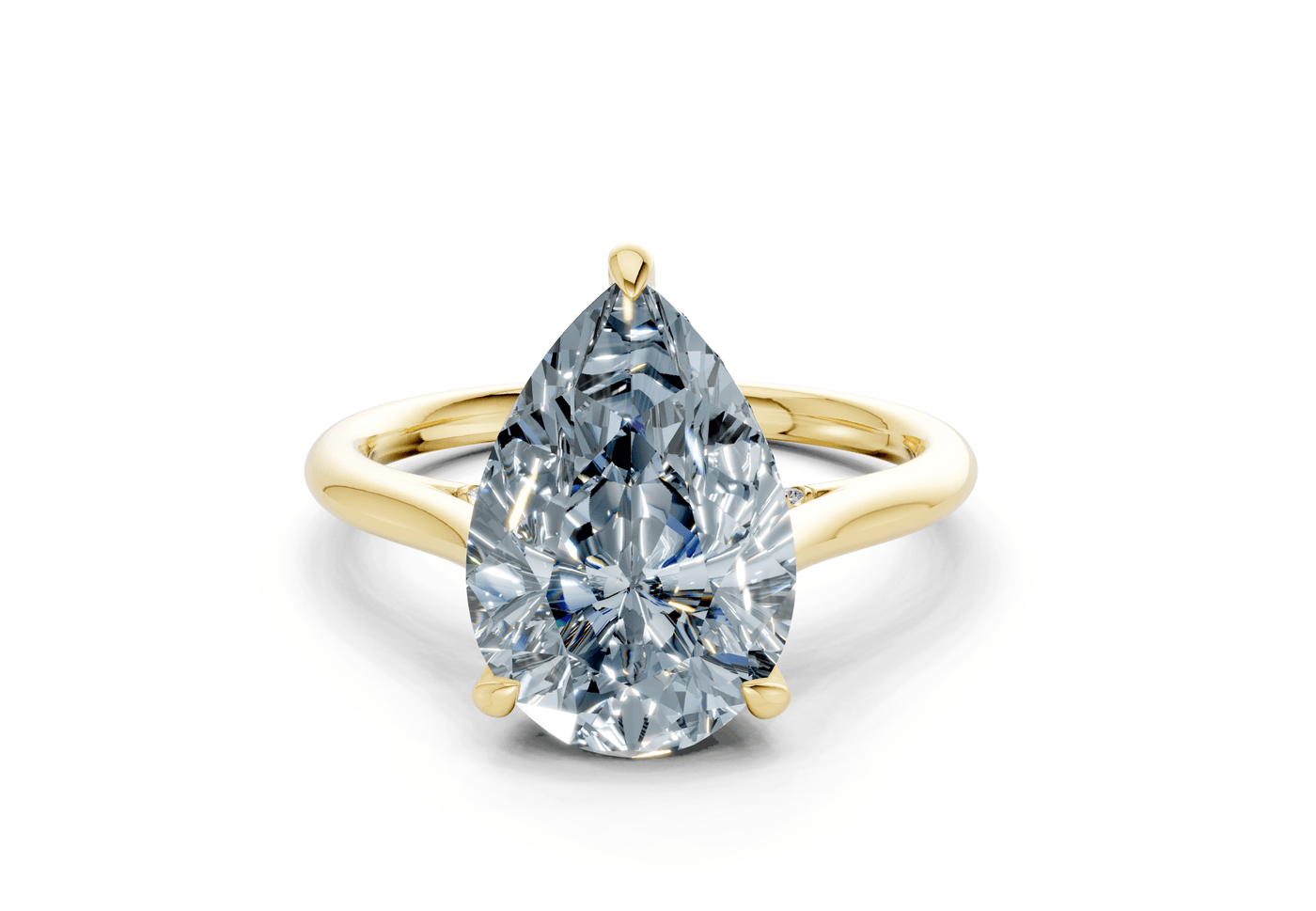 Piper Blue Diamond Solitaire Pear Cut 1.8mm Engagement Ring
