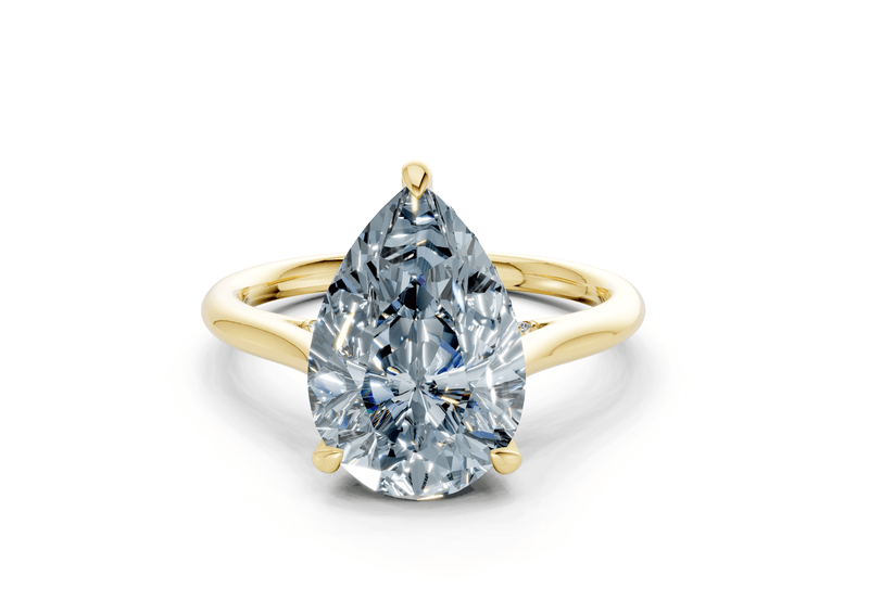 Piper Blue Diamond Solitaire Pear Cut 2mm Engagement Ring