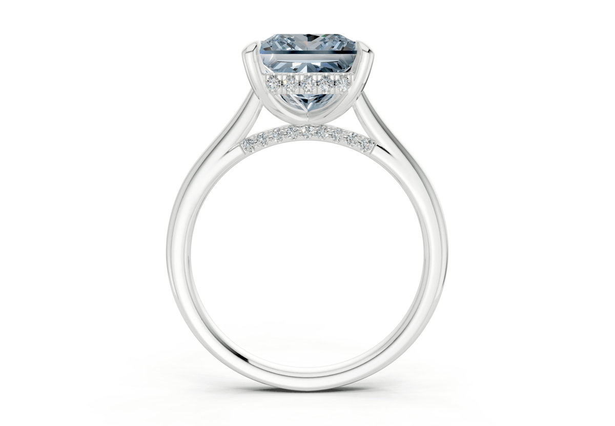 Piper Blue Diamond Solitaire Princess Cut 1.8mm Engagement Ring