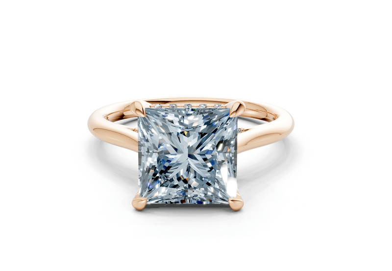 Piper Blue Diamond Solitaire Princess Cut 2mm Engagement Ring - Ring Premier