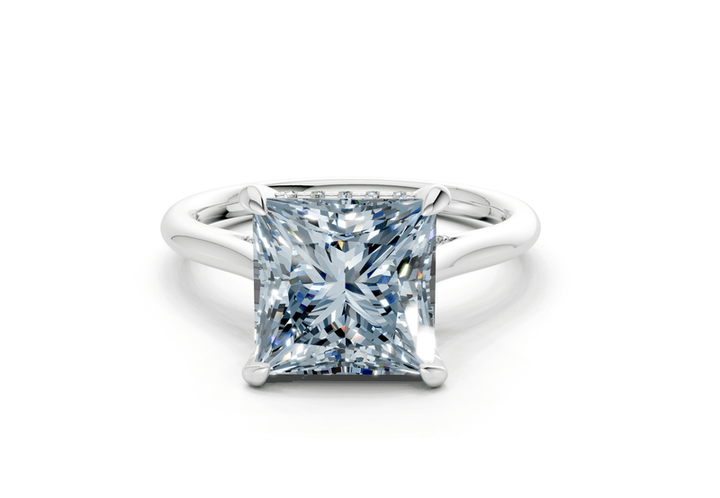 Piper Blue Diamond Solitaire Princess Cut 2mm Engagement Ring - Ring Premier