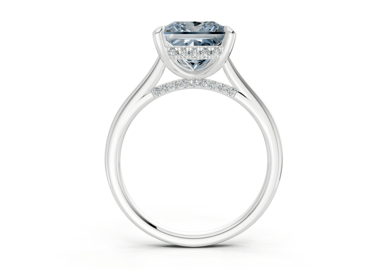 Piper Blue Diamond Solitaire Princess Cut 2mm Engagement Ring - Ring Premier